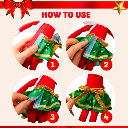 JOYIN Christmas Doll Skirts - 3-Piece Green Santa Dress Accessories Set for Holiday Decor
