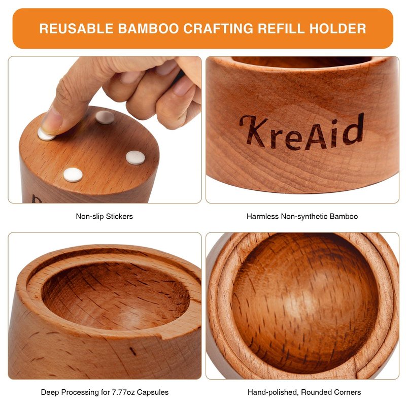 KreAid Reusable Vertuo Capsule Kit for Reusable Nespresso Pods with 100 Pcs Aluminum Foil Seal Lids Holder, Spoon and Brush Refillable Vertuoline Capsules