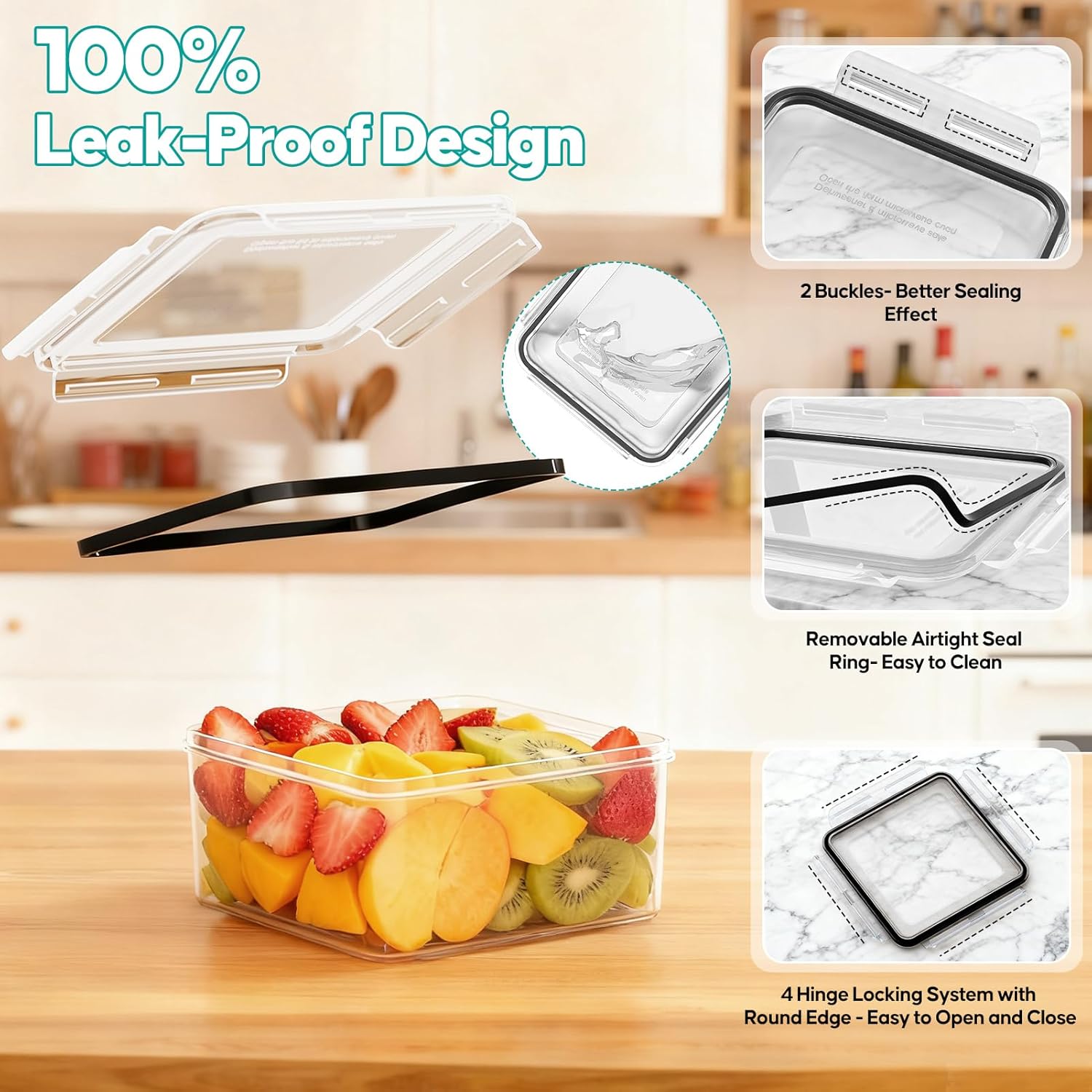 TOPCHASE Food Storage Containers - 40 PCS Airtight Plastic Set with Lids, BPA-Free, Leakproof, Includes Labels & Pen