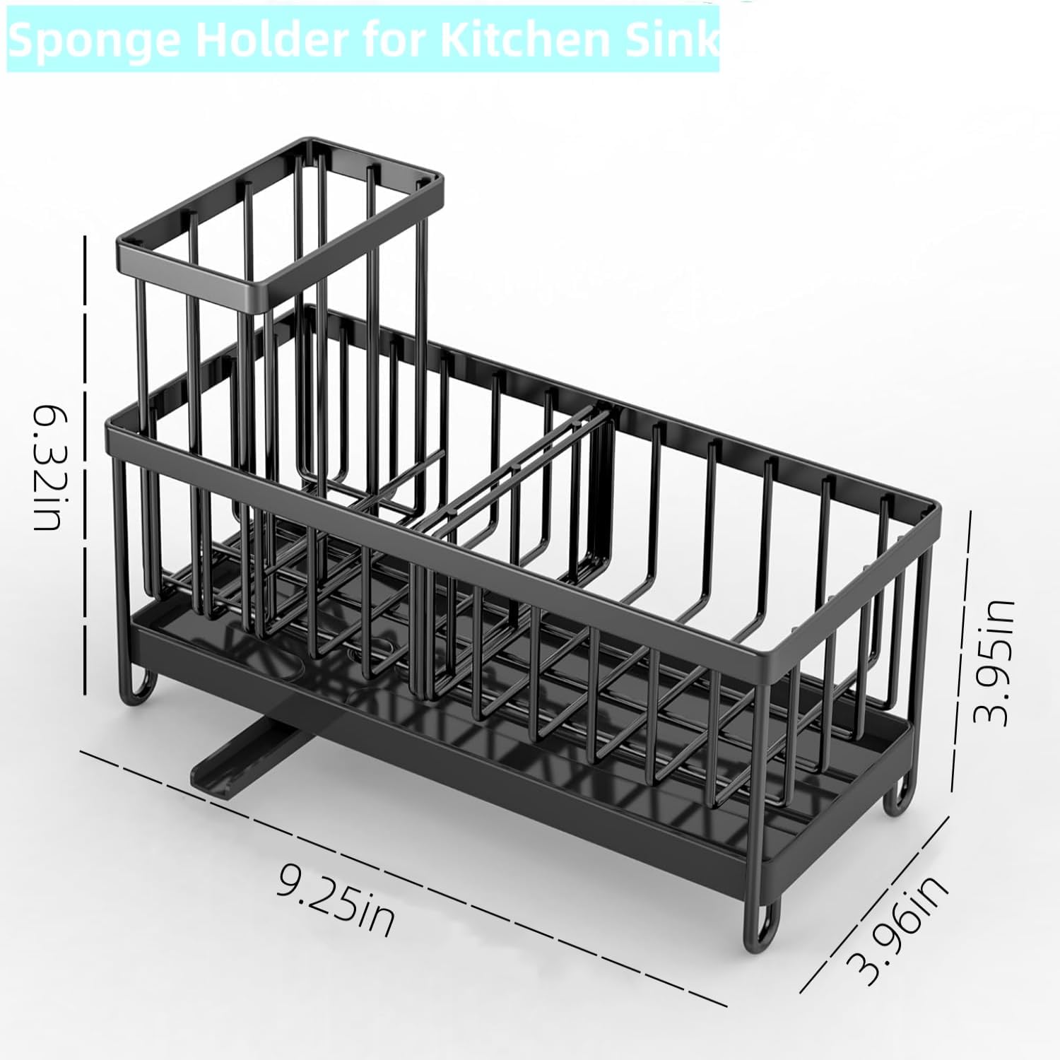 Skiennix Sponge Holder - Auto Draining Sink Caddy Organizer with Brush Holder | Stainless Steel Kitchen Accessory