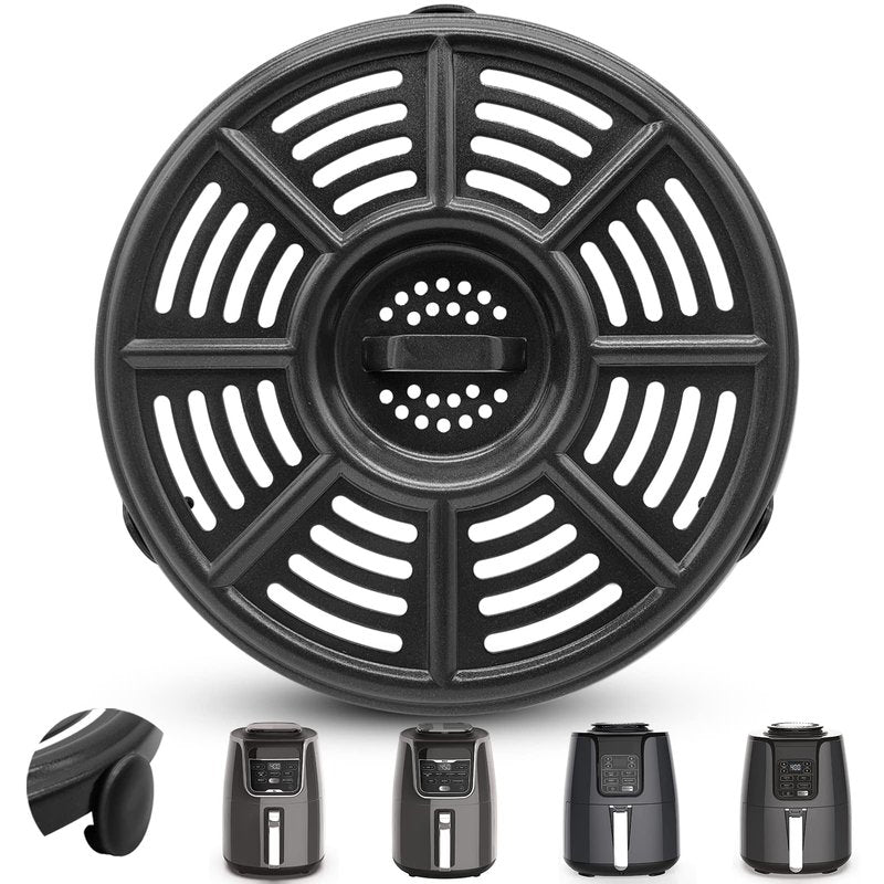 GXF Air Fryer Grill Pan for Ninja 4 QT AF101 5.5 Quart AF161 Max XL AF150 XL Air Fryers, 8.2 IN Non-Stick Round Grill Plate Tray Accessories Replacement Parts with Rubber Bumpers, Dishwasher Safe
