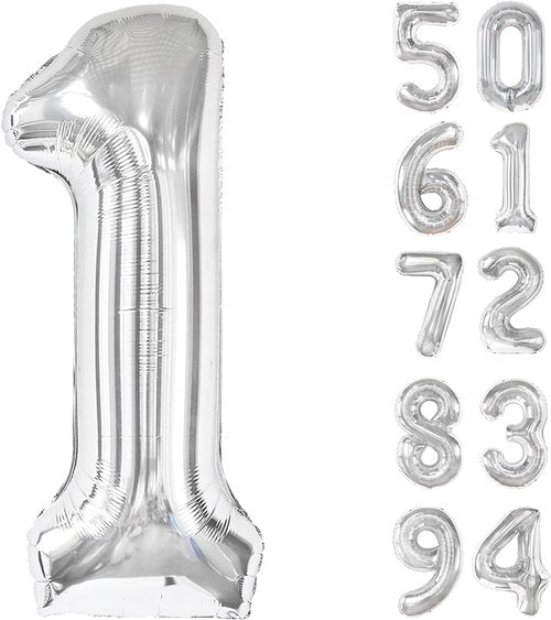 1st Birthday Balloon - 40 Inch Silver Number 1 Decoration for Boys & Girls | Giant First Birthday Party Decor