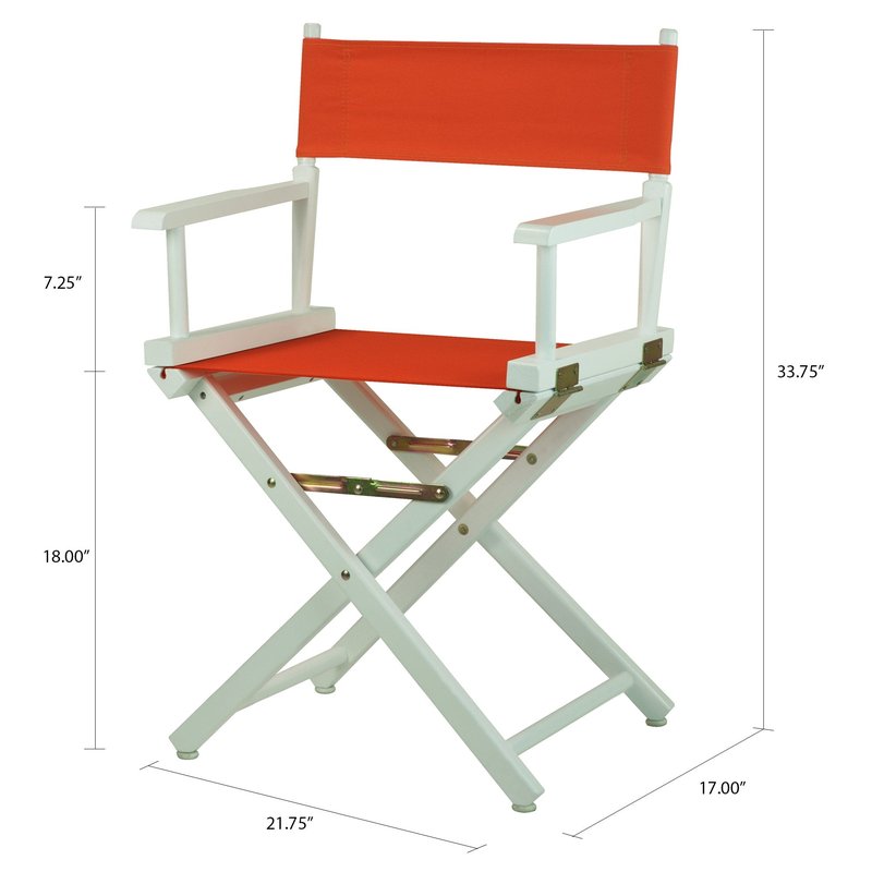 Casual Home 18" Director's Chair White Frame with Orange Canvas