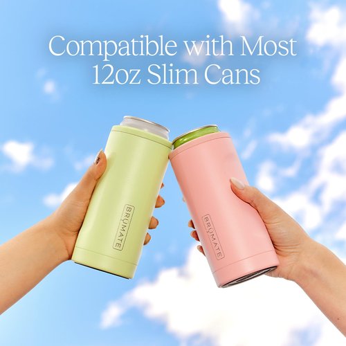 BrüMate Hopsulator Slim Can Cooler Insulated for 12oz Slim Cans | Skinny Can Insulated Stainless Steel Drink Holder for Hard Seltzer, Beer, Soda, and Energy Drinks (Glitter Merlot)