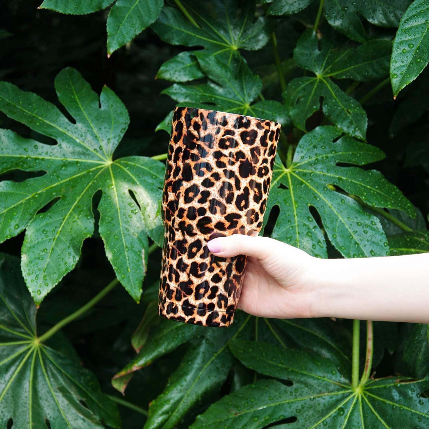 D·S Tumbler 30 OZ Cheetah Print and Sakura Stainless Steel Insulated Tumblers Cup with Straw Lid Cleaning Brush