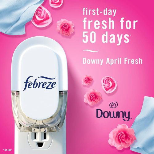 Febreze Odor-Fighting PLUG Air Freshener Refills - Downy April Fresh & Mediterranean Lavender, 4-Pack