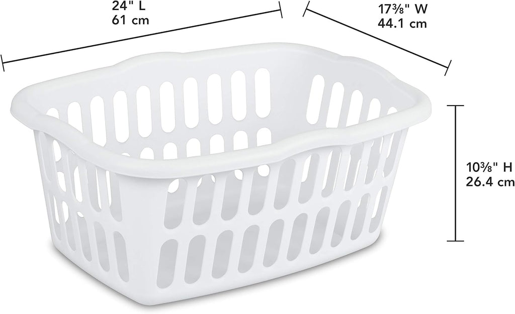 Sterilite Laundry Basket - 1.5 Bushel Rectangular Design for Easy Carrying - White & Aqua, 12-Pack