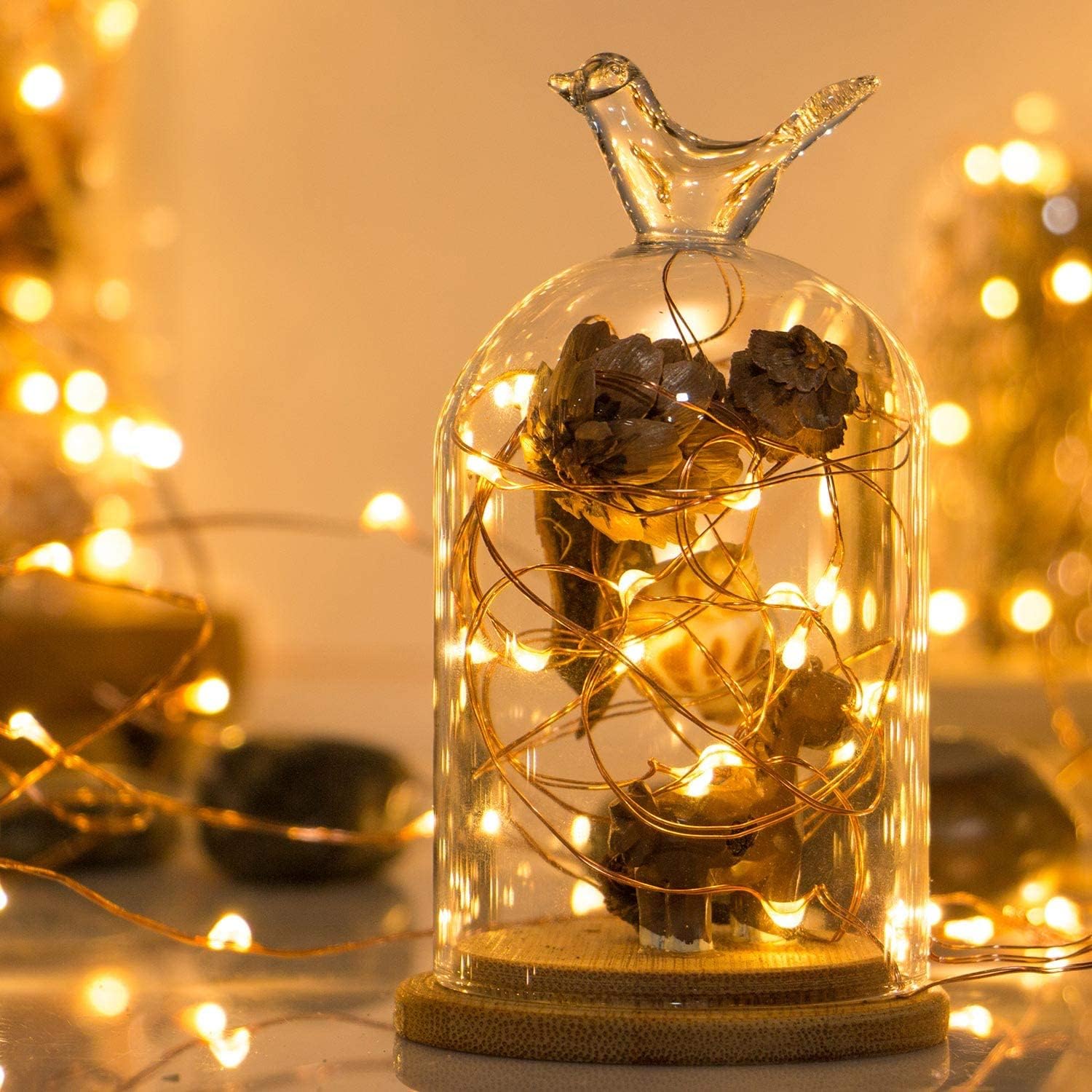 Sanniu LED String Lights - Mini Battery Powered Copper Wire Fairy Lights | 5m/16ft Warm White for Bedroom, Weddings, Parties
