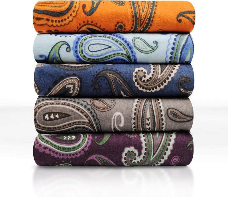 Superior Paisley Flannel Cotton Duvet Cover Set, Warm Fuzzy Comforter Cover, Floral Bedding Essentials, Secure Button Closure, Includes 1 Duvet Cover, 2 Pillow Shams, King/California King, Navy Blue