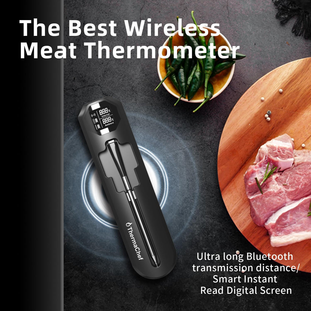 ThermaChef: Smart Wireless Meat Thermometer | Kitchen Cooking Outdoor BBQ Grilling | 820FT Digital Bluetooth Thermometer