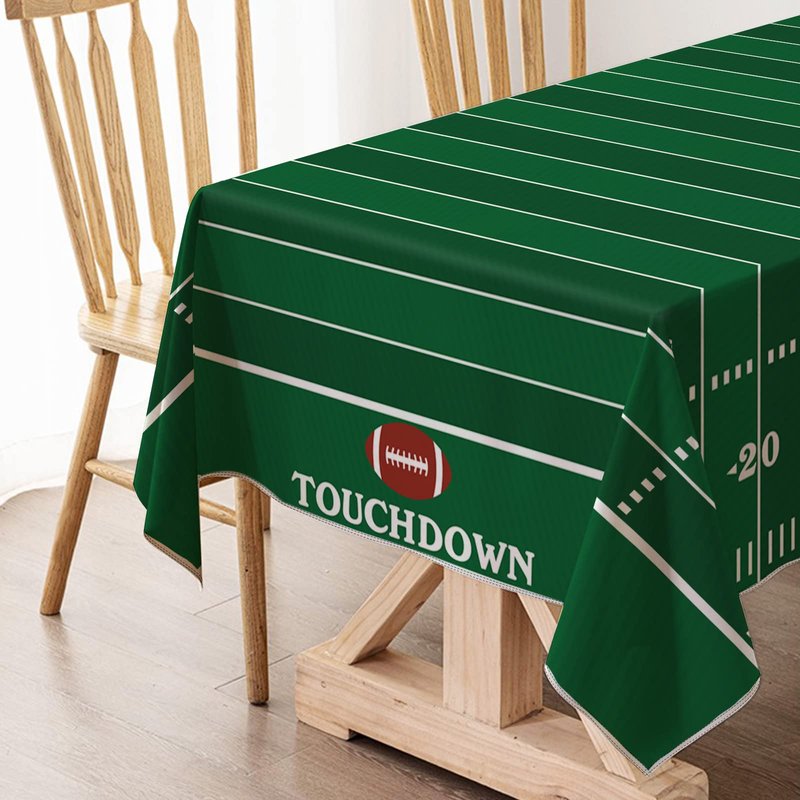 Hafangry American Football Field Tablecloth Touchdown Game Day Sport Themed Party Decoration Kitchen Dining Room Home Rectangular Table Cover (60" x 104")