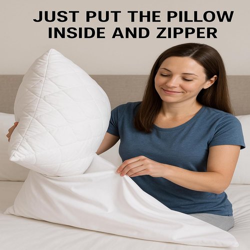Deluxe Zippered Vinyl Pillow Covers by [Brand Name] - Waterproof Protectors for Standard 20"x29" Pillows | Ideal for Home, Hotel & Hospital Use