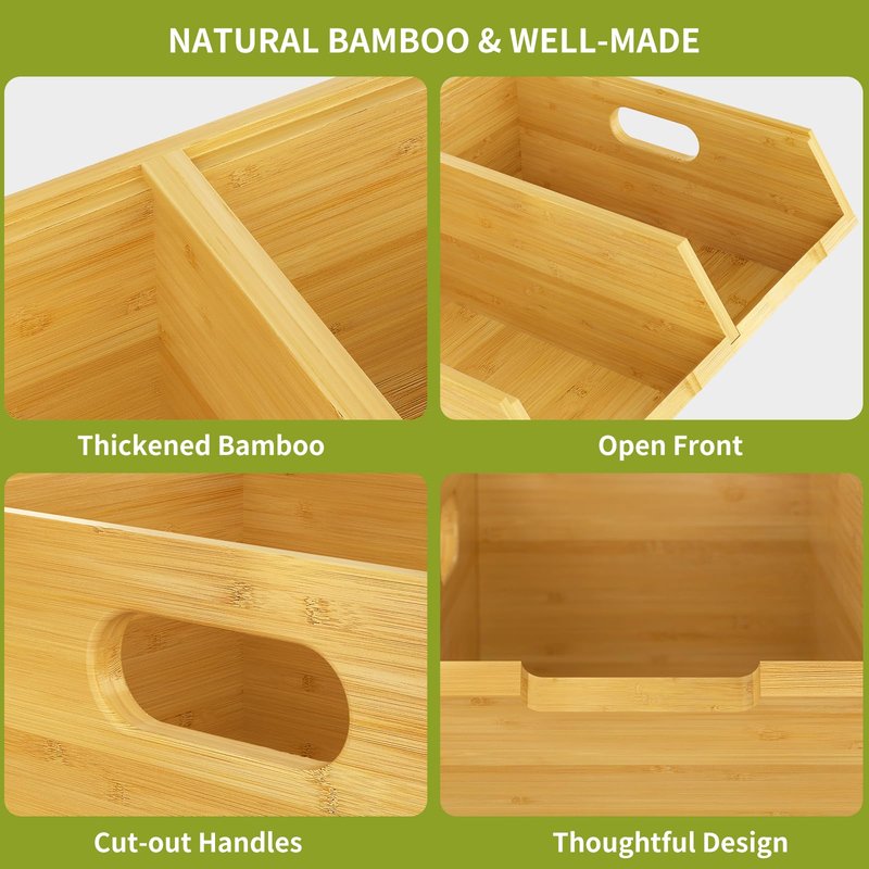 Bambition Bamboo Pantry Storage Bins for Vegetables, Potato and Onion Storage Bin for Pantry, Produce Bins for Kitchen Counter