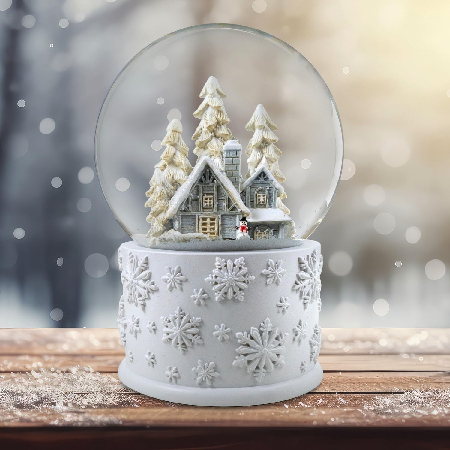 San Francisco Music Box Company Snow Globe - 120mm Snowy White Home Scene Decor