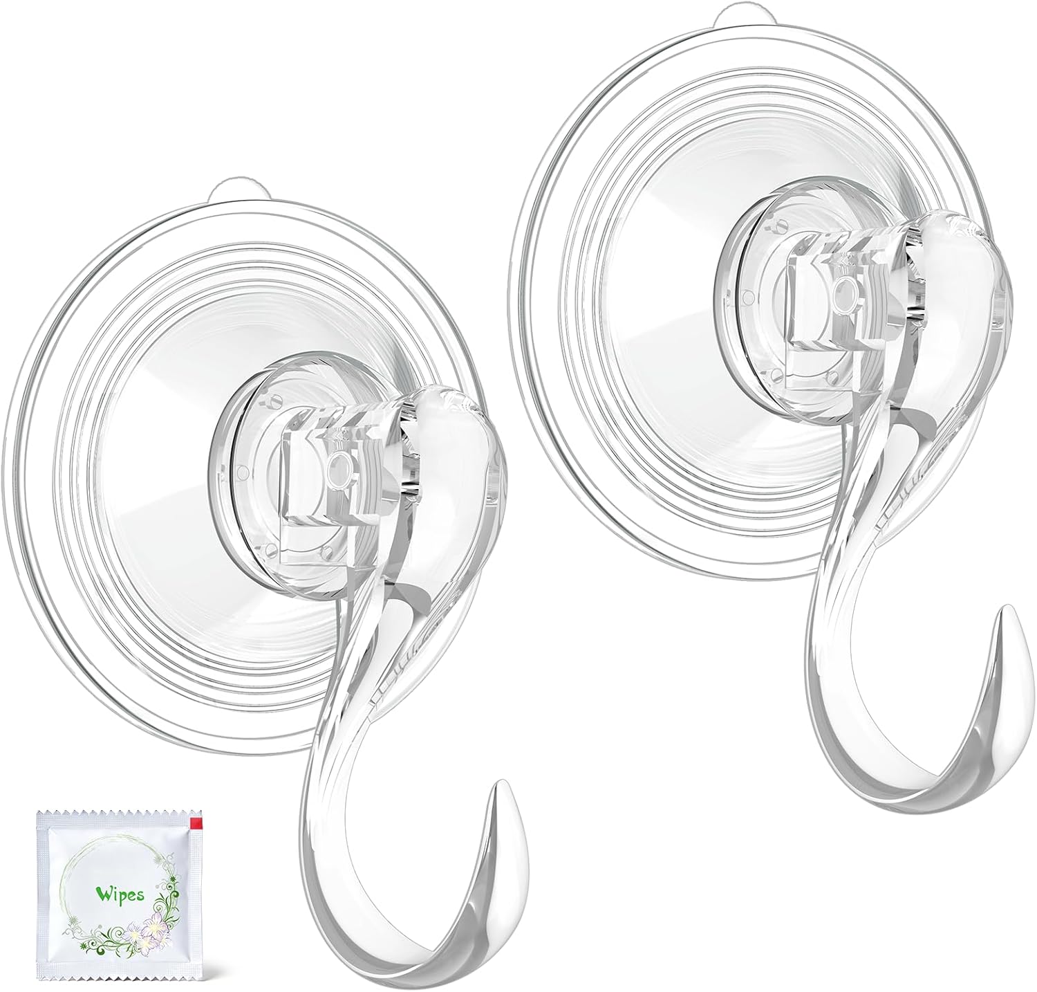 VIS'V Wreath Hanger - Heavy Duty Suction Cup Hooks, 22 LB Capacity, Clear, 6 Pack, Removable & Reusable