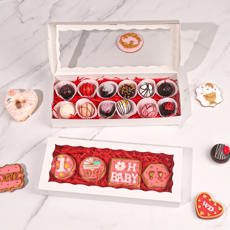 ROSPAKTEK 50pcs 12x5x1.5Inches White Bakery Boxes with Window Cookies Boxes Macaron Boxes. Cakesickle Boxes Browines Treat BoxesChocolate Truffle Boxes for Christmas Valentine's Easter Mother's Day