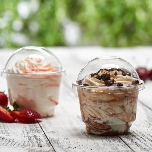 8 oz Clear Plastic Dessert Cups with Dome Lids No hole - 50 Sets Disposable Snack Bowls for Ice Cream, Parfait, Jello and Individual Desserts at Party, Fruit Cup with No Leaks