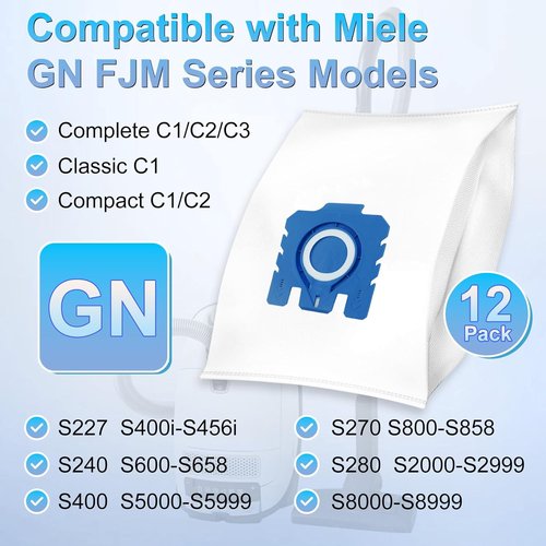 Miele 3D Airclean Dust Bags - Replacement Vacuum Cleaner Bags for Classic C1, C2, C3 Series | 10-Pack