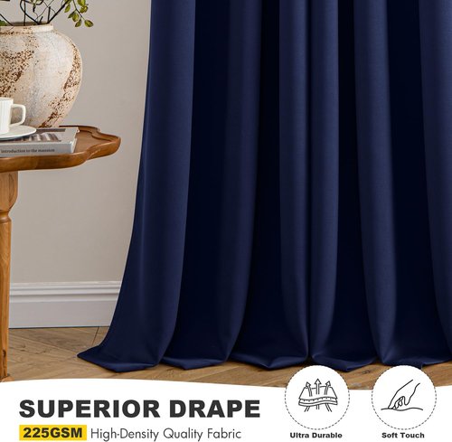 MIULEE Navy Blue Blackout Curtains - Thermal Insulated Room Darkening Drapes, 63 Inches Long, 2 Panels
