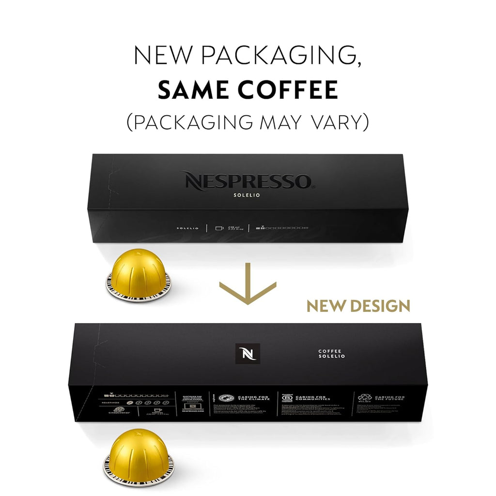 Nespresso Vertuo Capsules - Solelio Mild Roast Coffee Pods | 30-Count, 7.8 oz Brews (Pack of 2)