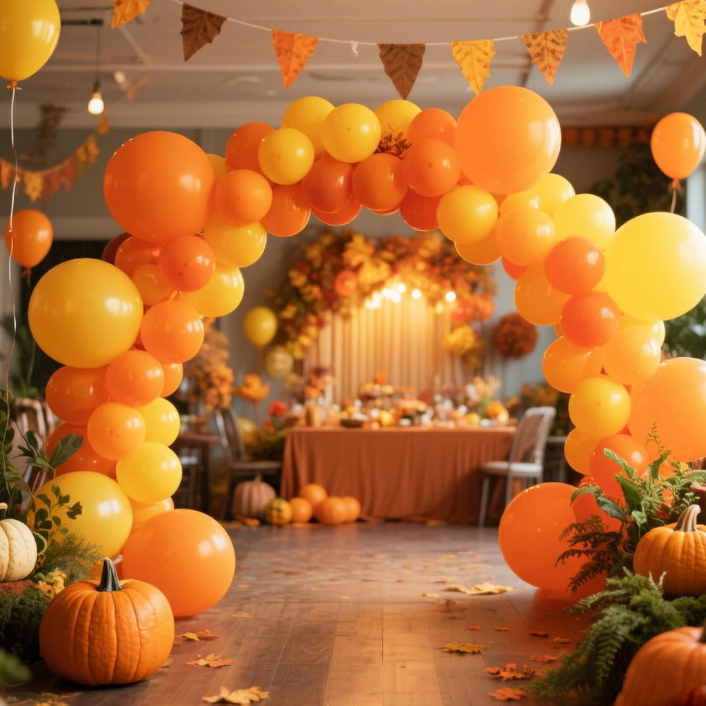 RUBFAC Orange Balloon Arch Kit - 129pcs in Various Sizes for Halloween & Thanksgiving Celebrations