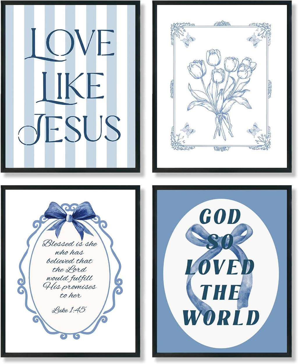 ULEGIE Coquette Bow Bible Poster Wall Art | Inspirational Jesus Decor for Teen Girls | 8x10 Unframed Set of 4