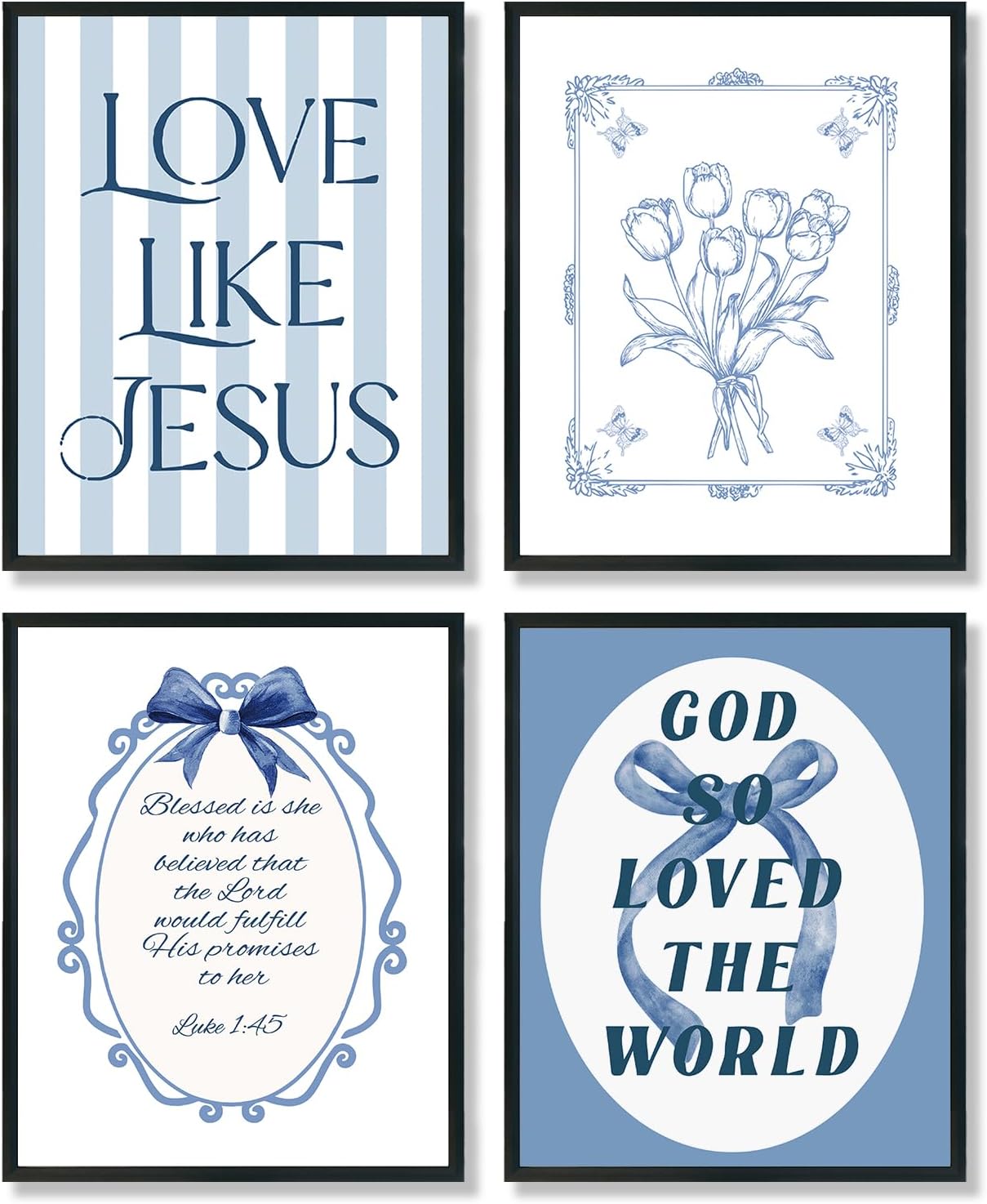 ULEGIE Coquette Bow Bible Poster Wall Art | Inspirational Jesus Decor for Teen Girls | 8x10 Unframed Set of 4