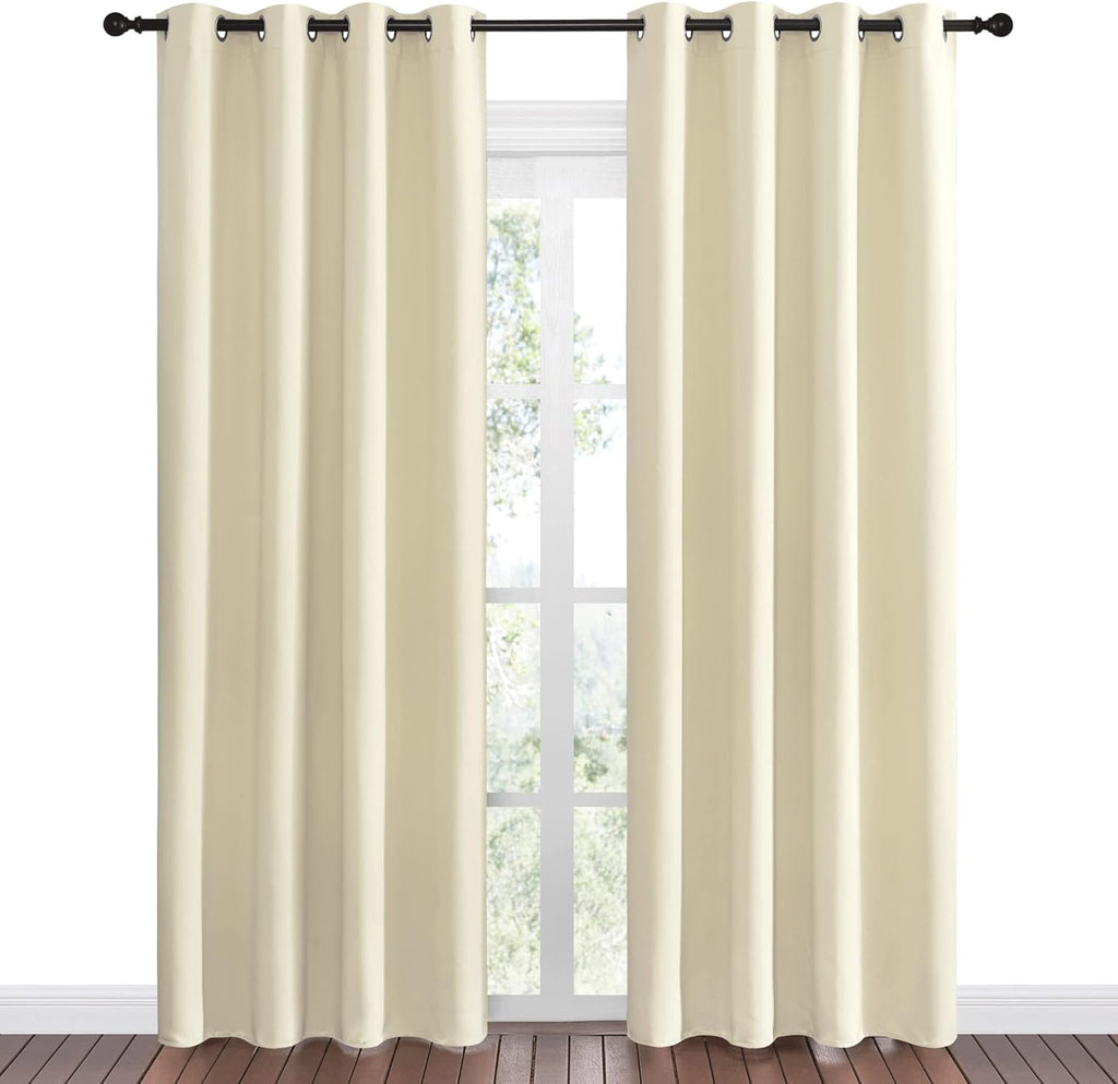 NICETOWN Beige Room Darkening Curtains - 86" Long | Total Privacy Drape Panels for Bedroom & Living Room (Set of 2, 55" Wide)