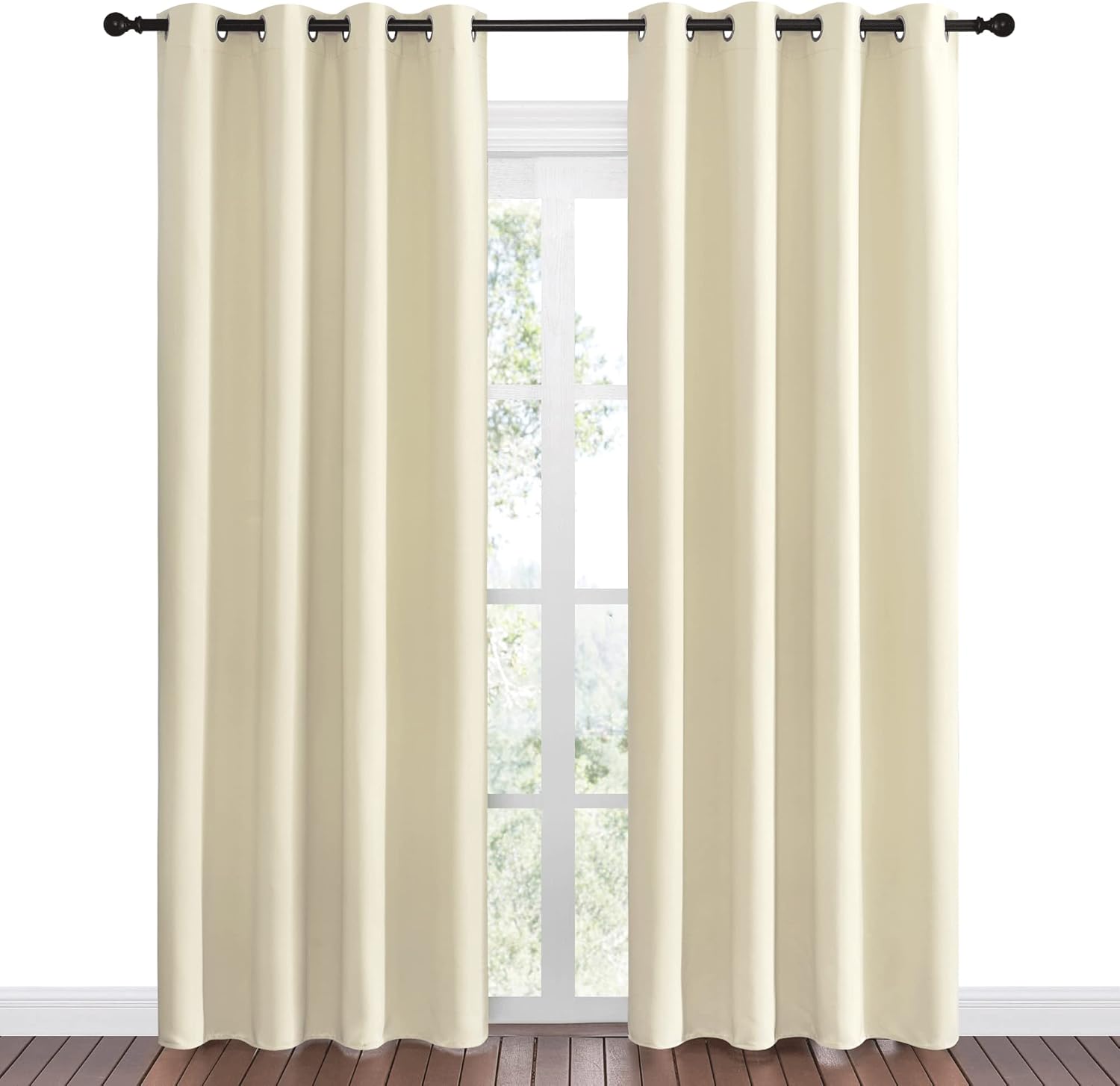NICETOWN Beige Room Darkening Curtains - 86" Long | Total Privacy Drape Panels for Bedroom & Living Room (Set of 2, 55" Wide)