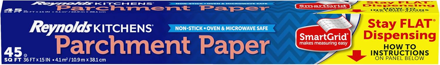 Reynolds Kitchens Parchment Paper Roll - Non-Curling Baking Paper, Oven Safe to 425°F | 36ft x 15in