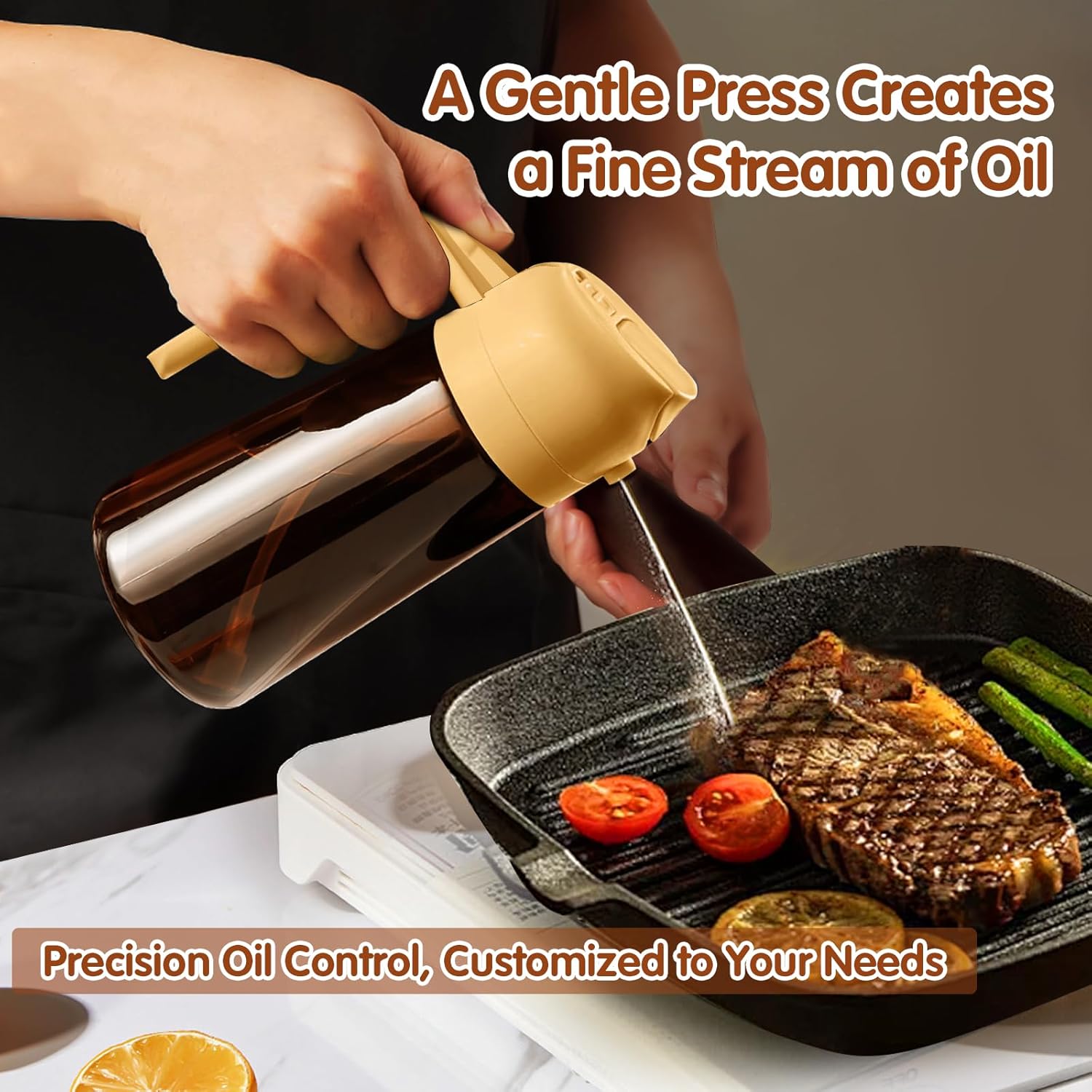 YARRAMATE Light Blocking Oil Sprayer - 16oz Food-Grade Olive Oil Dispenser Bottle | Premium Dark Amber Glass for Kitchen & BBQ