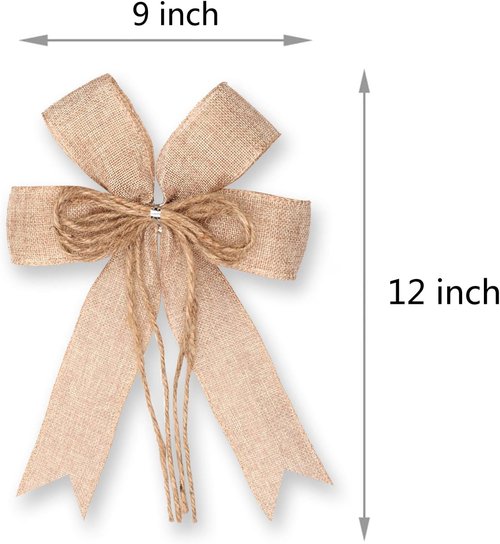 Hongsome Burlap Jute Hemp Rope Bows - Rustic Farmhouse Craft Decor for Gifts & Wreaths | 2 Pack