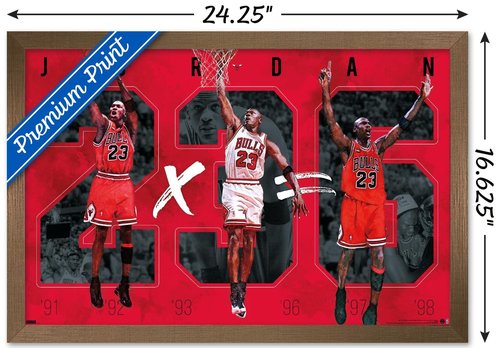 Trends International Michael Jordan - Six Wall Poster, 14.725" x 22.375", Bronze Framed Version