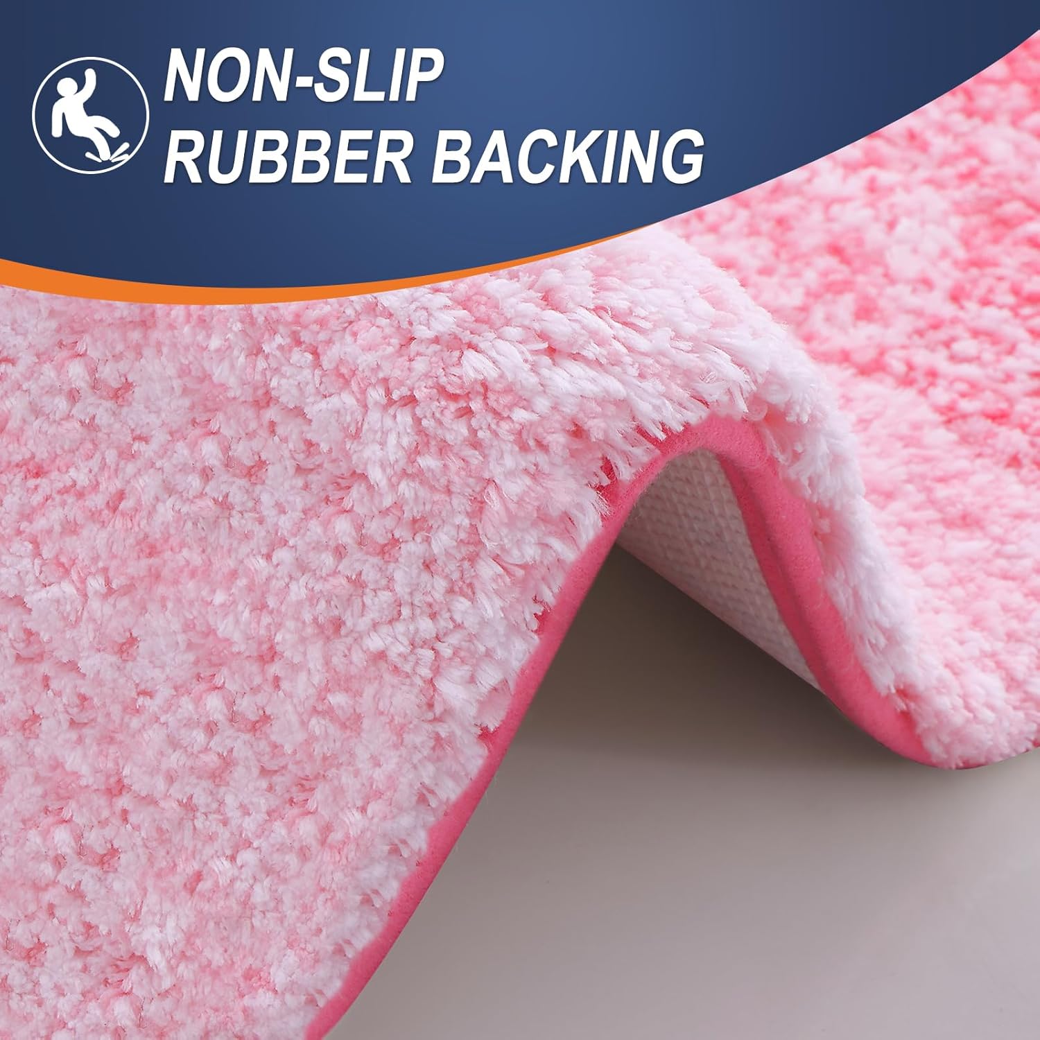 OLANLY Large Bathroom Rugs - Extra Soft Microfiber Mat 54x24 | Quick Dry & Machine Washable, Pink