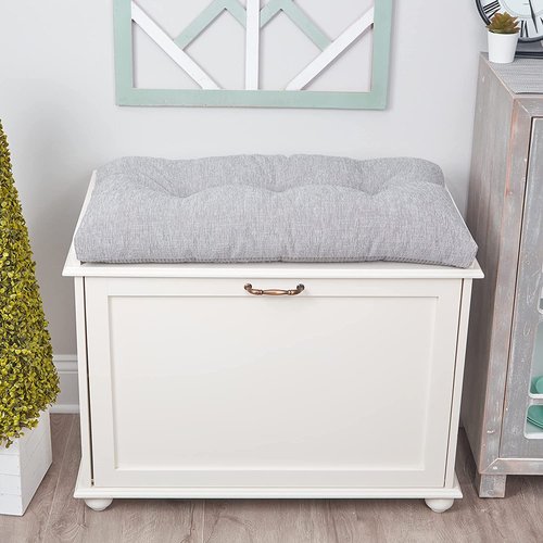 Klear Vu The Gripper Non-Slip Tufted Bench Cushion for Indoor Furniture, Assembled in USA, Entryway Storage, Bay Window, Corner Nook or Piano Seat, 27 Inches, Solid Gray