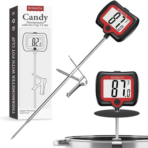 BOMATA Digital Candy Thermometer - Rotatable Display & Long Probe for Precise Cooking | Black