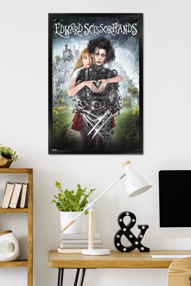 Edward Scissorhands - Heart One Sheet Wall Poster, 34L" x 22.4W", Black Framed Version