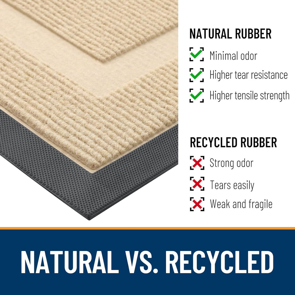 OLANLY Half Circle Door Mat - Waterproof All-Season Welcome Mat | Sturdy Natural Rubber, 47x23, Beige