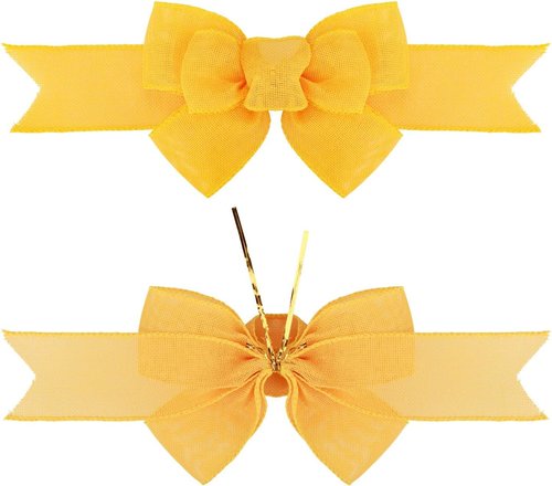Meseey Yellow Wired Ribbon - 2 Pcs Handmade Burlap Bows for Wreaths & Gift Wrapping