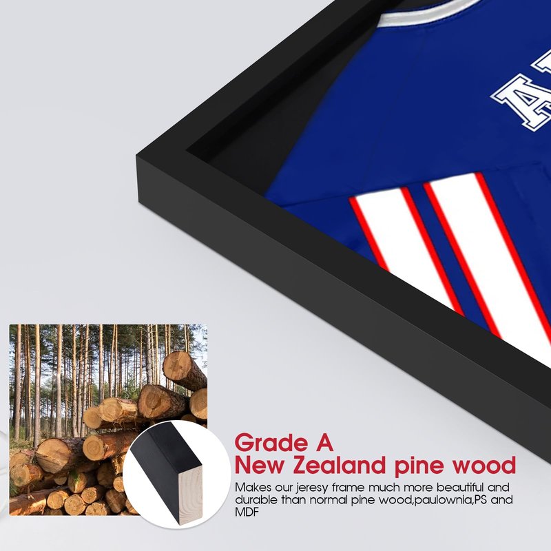 26x37 XL Shadow Box Frame, Jersey Display Case with Grade A Natural Pine Wood Acrylic Front Jersey Frame for Hockey, Soccer, Basketball, Football Uniform Shirts, Black