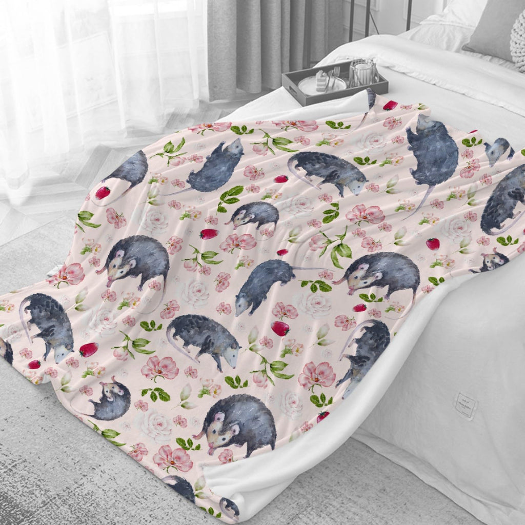 Possums Throw Blankets Opossum Flannel Blanket | Ultra-Soft Micro Opossums Blanket for Girls Boys | Funny Animal Home Decor for Bedding Couch Sofa | 50"x60" Opossum Lover Gift Blanket