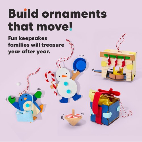 KiwiCo 12 Day Advent Ornaments | Build Your Own Christmas Tree Ornaments | Crackling Fireplace, Spinning Tree, Ringing Bells and More | 2025 Advent Ornaments Gifts for Ages 5+