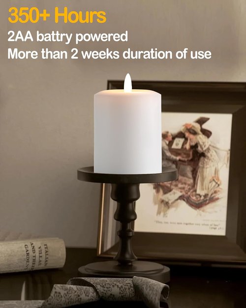 Gmnee Flameless Candles - Flickering LED Pillar Candles with Remote Timer | Set of 3 White Real Wax Decor