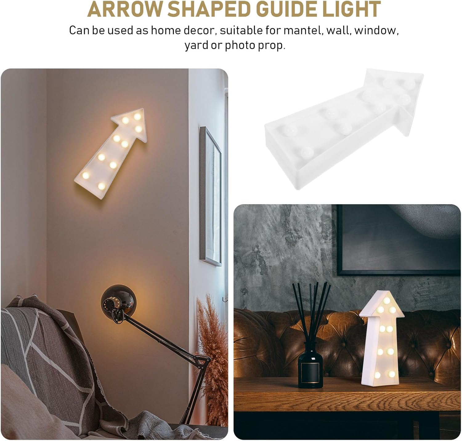 Uonlytech LED Arrow Night Light - Battery Operated 3D Sign for Kids' Bedroom Decor | 8.9 x 3.9 x 1.9 Inches
