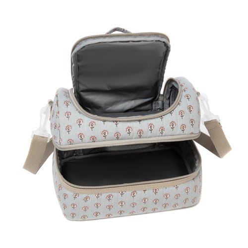 Life on track Insulated Kids Dual Compartment Lunch Bags Tote for Girls Boys Toddler Lunch Boxes Pre-School Toddler Kindergarten Picnic Camp Food Cooler Thermal with Strap (Z Blue Floral)
