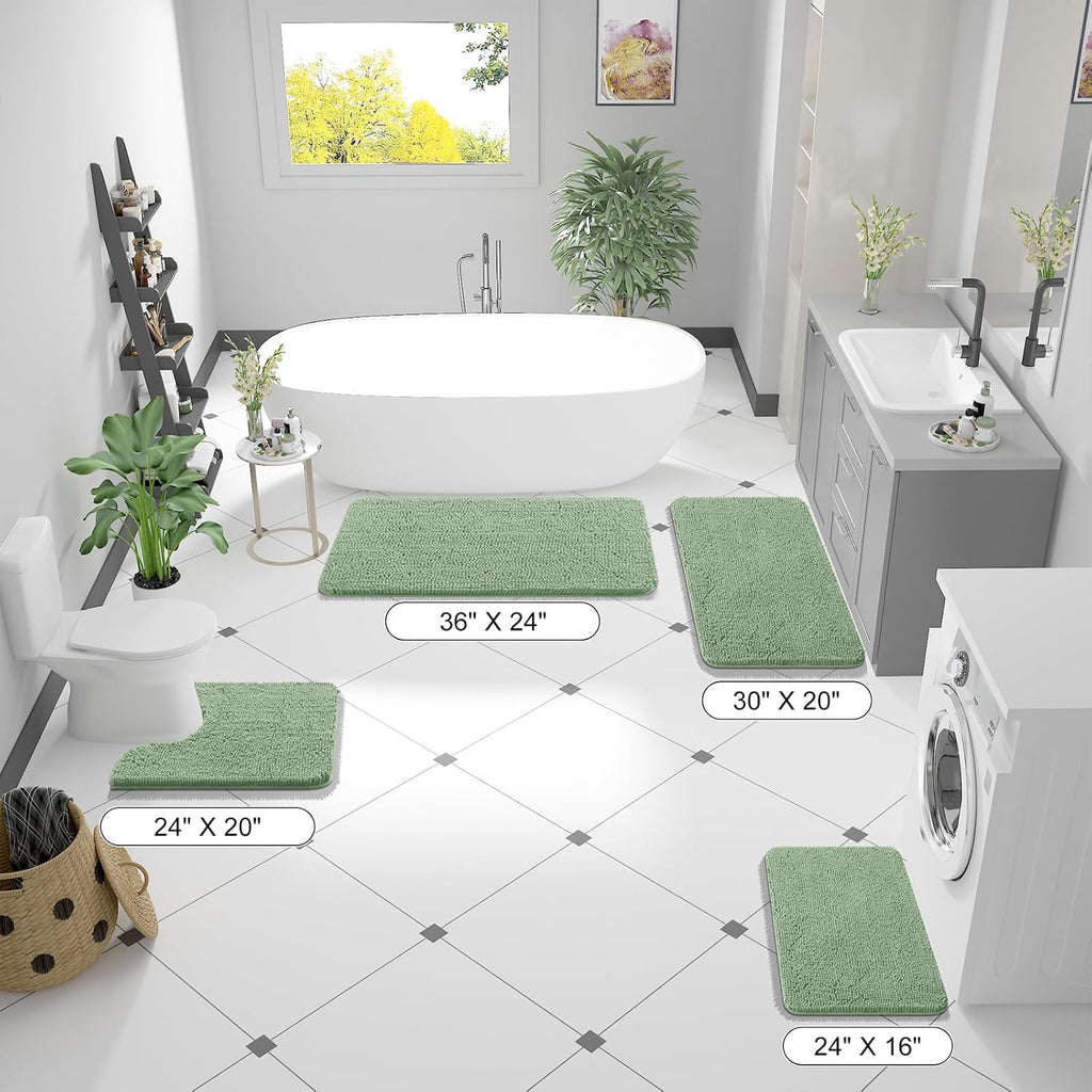OLANLY Chenille Bath Rugs - Extra Soft & Absorbent | Quick-Dry, Machine Washable, 30x20, Sage Green