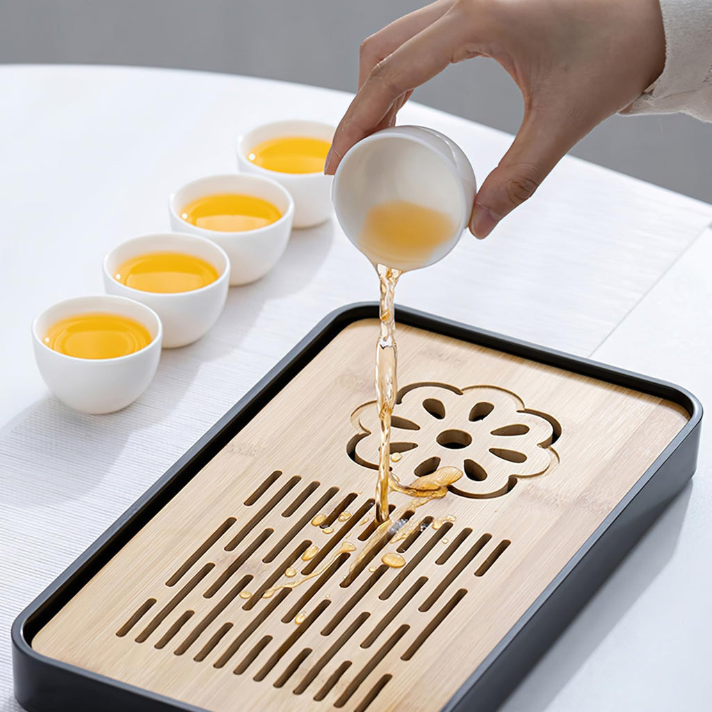 REOWONU Chinese Tea Set Traditional, Chinese Gongfu Tea Set for Adults, Gaiwan Tea Set with 6 Cups (Pure white 6cups)