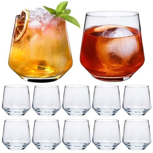 Cadamada Wine Glasses Set of 12, 13 oz Heavy Base Glasses Drinking Glasses for Scotch, Cocktail, Whiskey and Juice, Dishwasher Safe Glassware, Gifts for Friend,Ideal Glassware for Special Moments