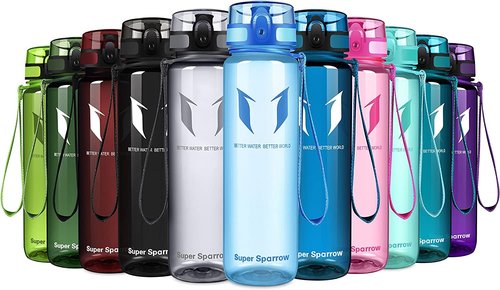 Super Sparrow Water Bottle - 32 oz - BPA & Toxic Free Tritan Water Bottles - One Touch Opening - Leak-proof Plastic Bottle - Kids Water Bottle for Office, Gym, Outdoor, Sports