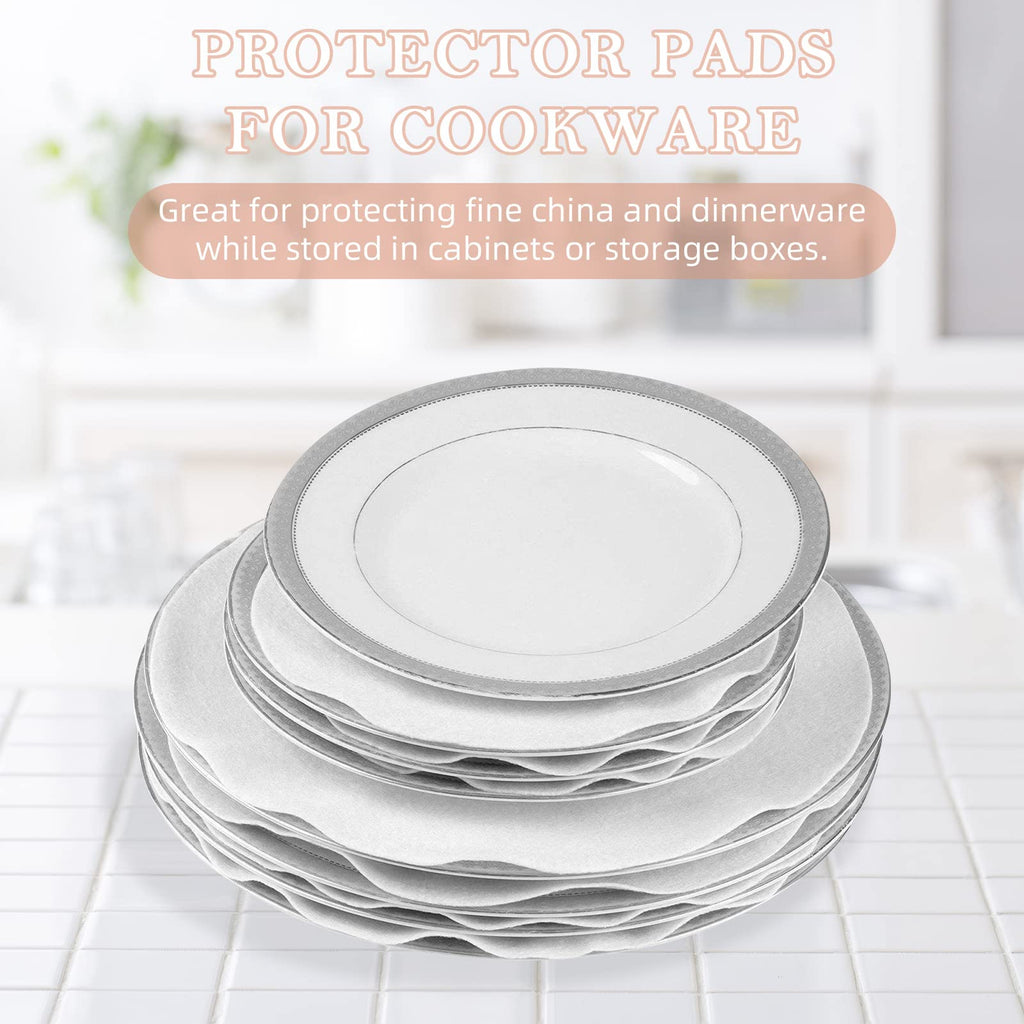 ReFeltidolom Thick Felt Plate Dividers, Set of 48 Plate Separators Round China Storage Dividers Dish Protectors White Felt Pads for Stacking China/Dish/Saucers, 10.5 Inch